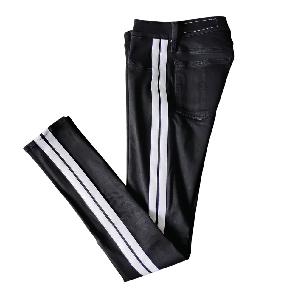 Rag & Bone Mito Tuxedo Skinny Jeans With White Vinyl Strips Sz 25